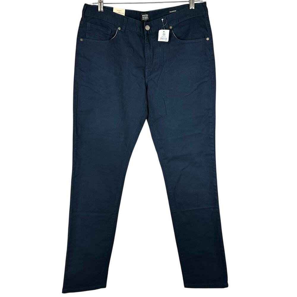 Scotch & Soda Ralston Cotton Blend Regular Slim Pant Blue Men's 34 x 32 NWT